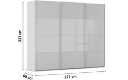 Goossens kledingkast finca combi glans mat glas grijs hoogwaardig meubelplaat - 8244395-{merk}-finca-combi-sts-grijs-schuifdeuren-02
